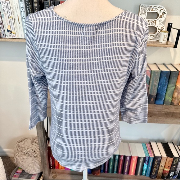 Striped Blue and White Women's Top - Picture 2 of 4